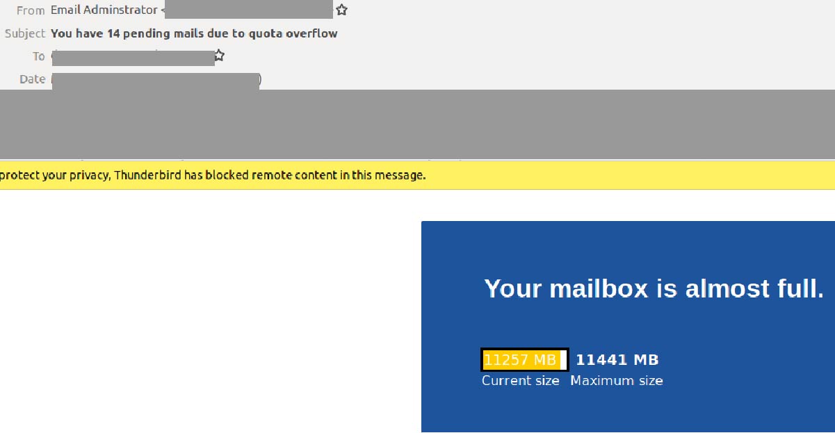 Phishing email claims ‘your mailbox is almost full’ to trick users